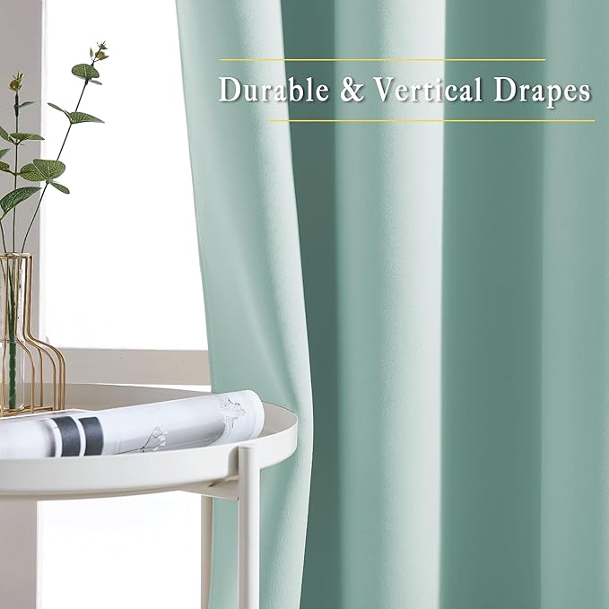 NICETOWN Aqua Blue Room Darkening Curtain Panels - Image 5