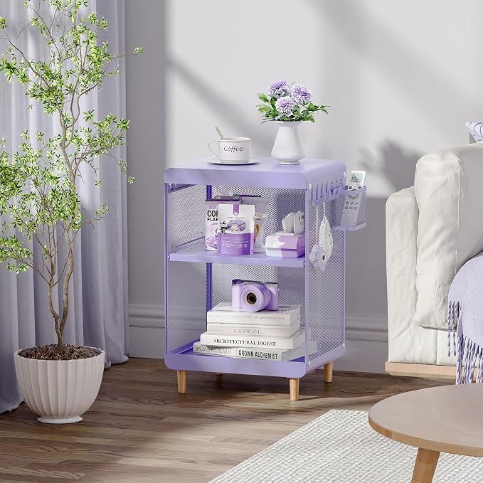 SYKIARIOL Kids Nightstand for Girls, Metal Bedside Table - Image 9