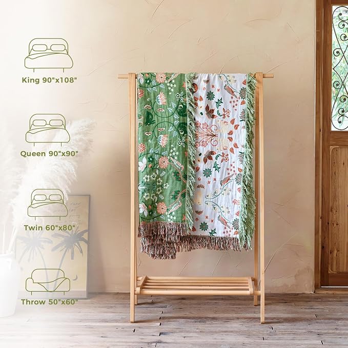 LUTBM Boho Throw Blanket for Bed 100% Cotton Soft Lightweight Quilt Room Decor - Image 6
