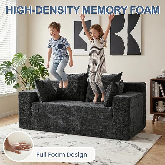 Boneless Loveseat Sleeper Sofa Bed, 3-in-1 Convertible Sofa Bed and Floor Futon - Image 5