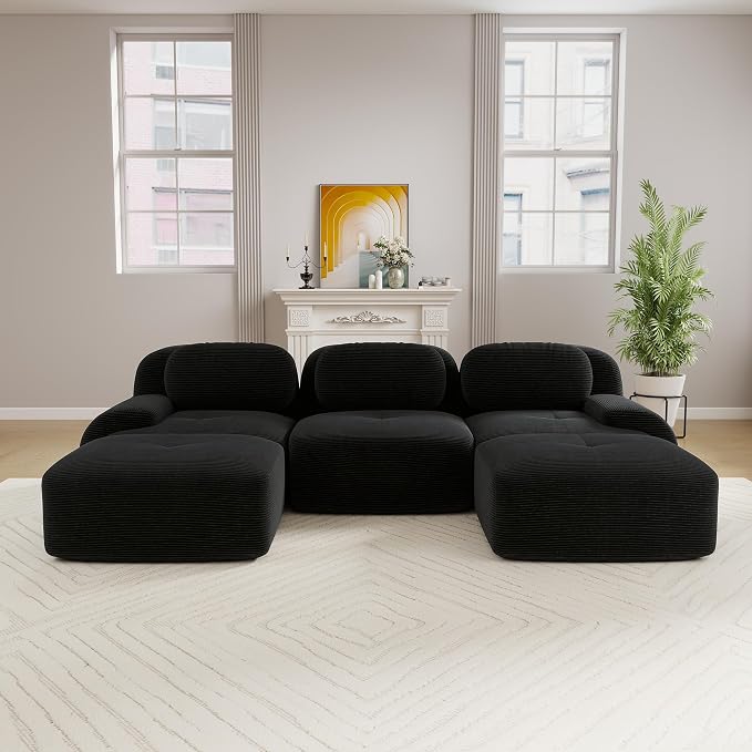 Boneless Sectional Couch, No Assembly Required, 117.3” U Shaped Modular Cloud - Image 2