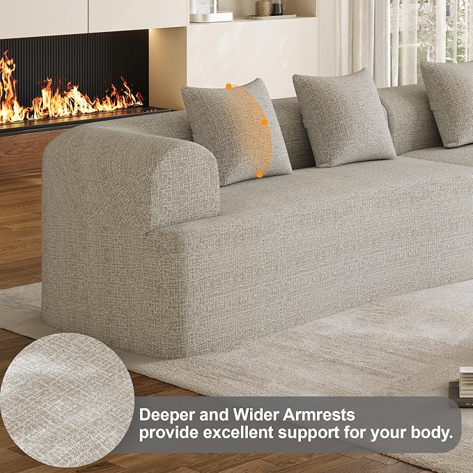 147" Oversized Sectional Sofa for Living Room, Modern Luxury Plush Chenille - Image 7