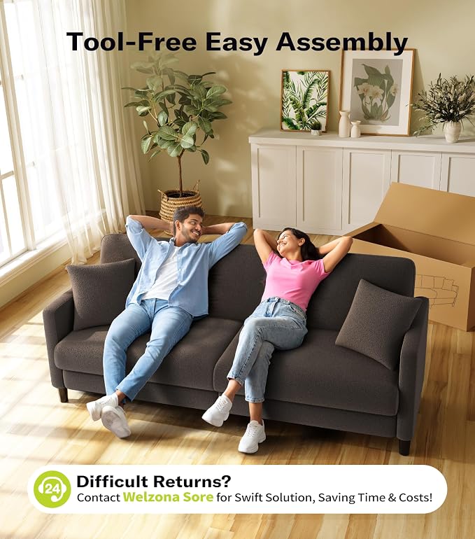 Welzona 83" Couches for Living Room, Teddy Sofa Couch, Comfy Sofas for Living - Image 6