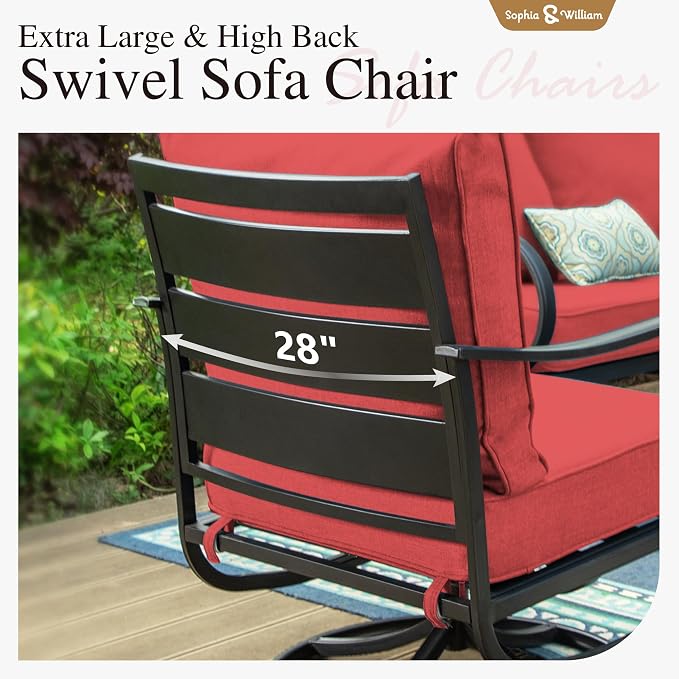 Sophia & William 2 Pieces Patio Furniture Sets Metal Sofa Chairs Patio Cushion - Image 5