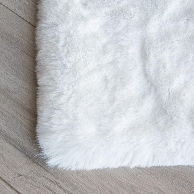 ORINOVA White Faux Bunny Fluffy Fur Rug Washable Area Rugs - Image 8