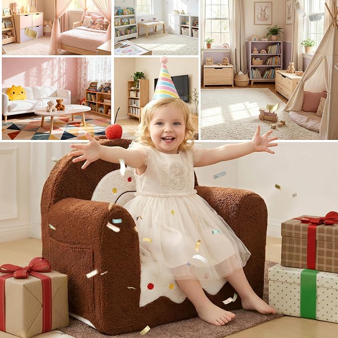 OUOZZZ Toddler Chair for Ages 1–6, Soft Sherpa Kids Sofa - Image 8