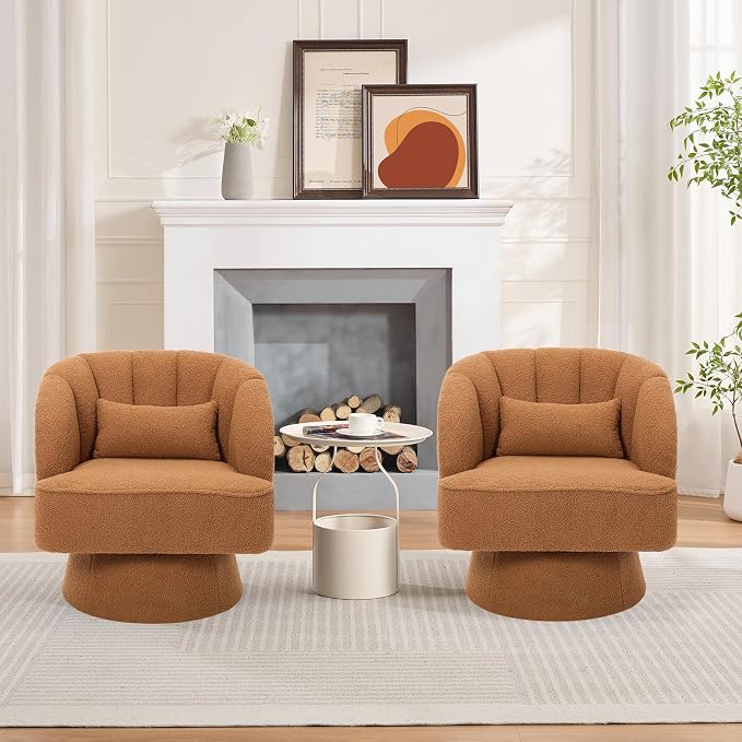Garvee Ultra-Plush Swivel Accent Chair, 360° Barrel Lounge Chair - Image 6