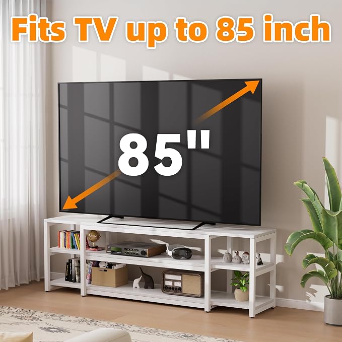 Aquzee White TV Stand for up to 85inch, Entertainment Center for 70 75 80 85" TV - Image 4