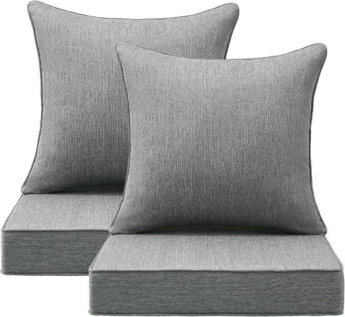Outdoor Deep Seat & Back Cushion Set, 24 x 24 Inch Water Repellent and Fade by Supflourishia