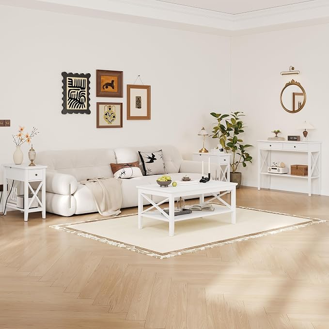 ChooChoo White Coffee Table Classic X Design - Image 6