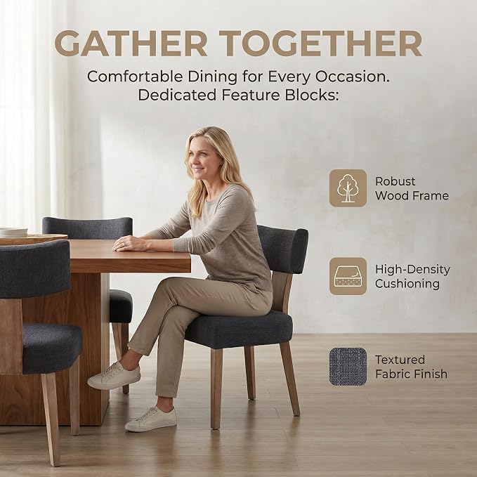 VESCASA Upholstered Farmhouse Dining Chairs - Image 4