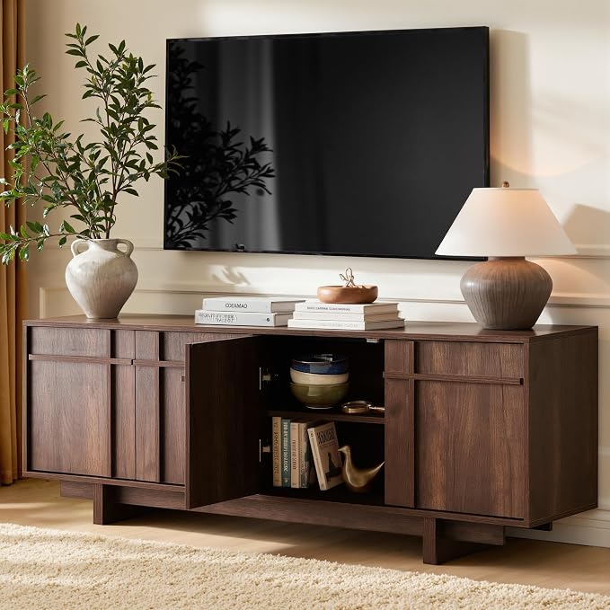 TV Stand for 75 Inch TV, Mid Century Modern TV Stand - Image 5