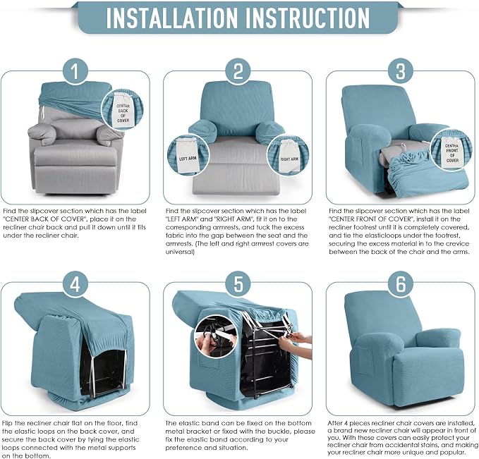 TAOCOCO Oversized Recliner Chair Covers, 1 Seater Streach Recliner Covers Soft - Image 6