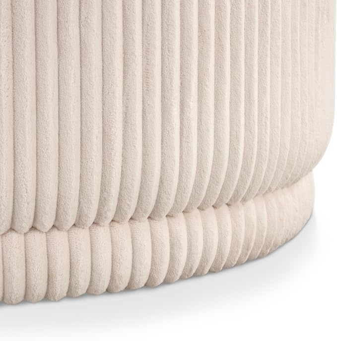 Furniture of America Lennox Modern Chenille 29-inch Round Storage Ottoman - Image 8