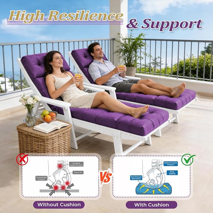 Chaise Lounge Cushion Outdoor, Waterproof Thick Patio Lounge Chair Cushion - Image 6