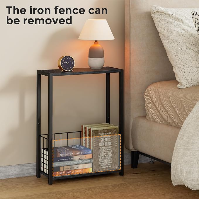 Homleke Narrow Side Table with Magazine Holder, Skinny End Table Perfect - Image 7