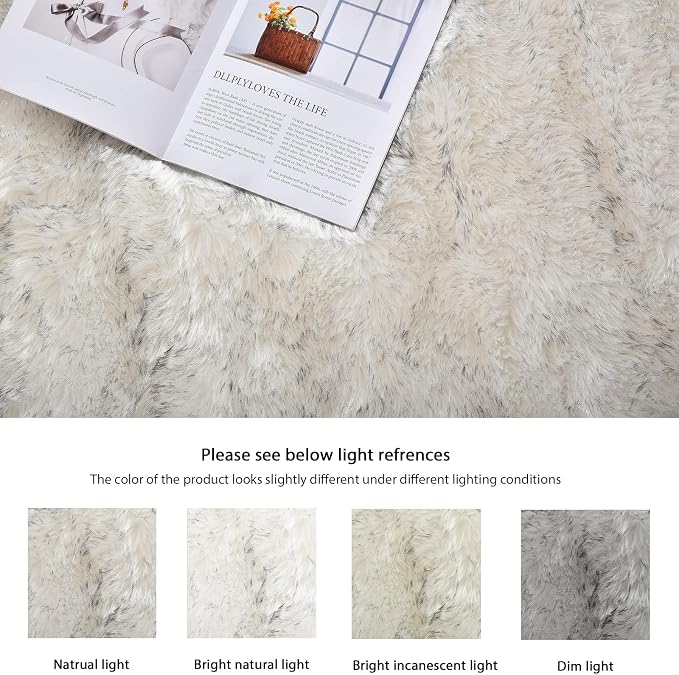 ORINOVA Grey and White Plush Machine Washable Area Rugs - Image 8