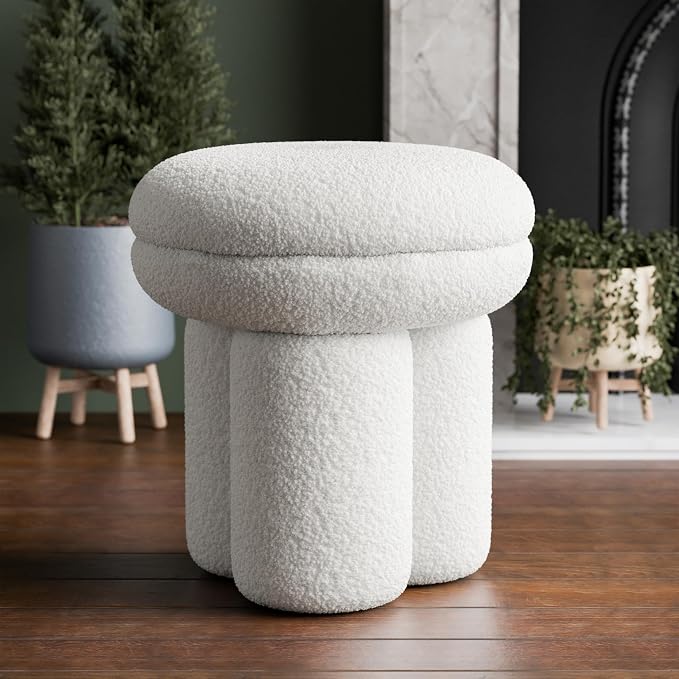 Furniture of America Rami Modern 18-inch Mushroom-Shape Upholstered Ottoman by FurnitureofAmerica