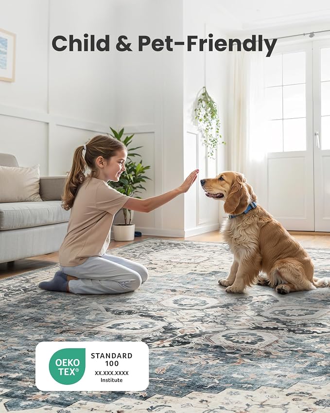AMADA HOMEFURNISHING 2'6"x10' Washable Area Rug, Low-Profile Entryway Rug - Image 2