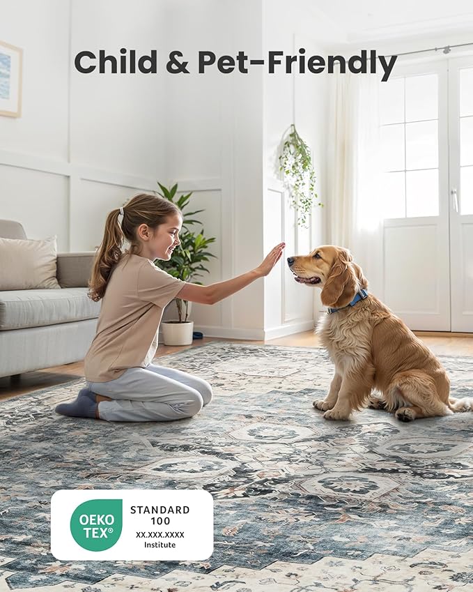 AMADA HOMEFURNISHING 3x5 Washable Area Rug, Low-Profile Entryway Rug - Image 3