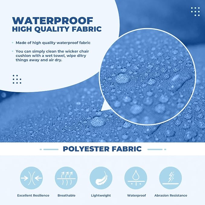 DANGHOOGY Wicker Chair Cushions, Waterproof Outdoor Loveseat Cushions - Image 4