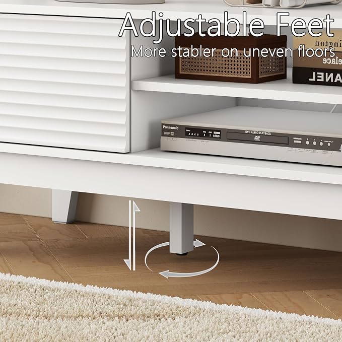 Fluted TV Stand for 55 65 Inch TV, Mid Century Modern Entertainment Center - Image 5