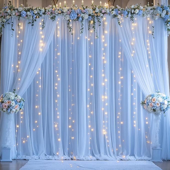 Baby Blue Tulle Backdrop Curtain - Image 5