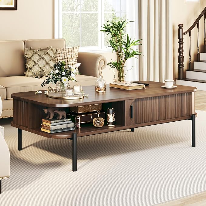 Coffee Table, 47.2" Mid Century Modern Coffee Tables - Image 3