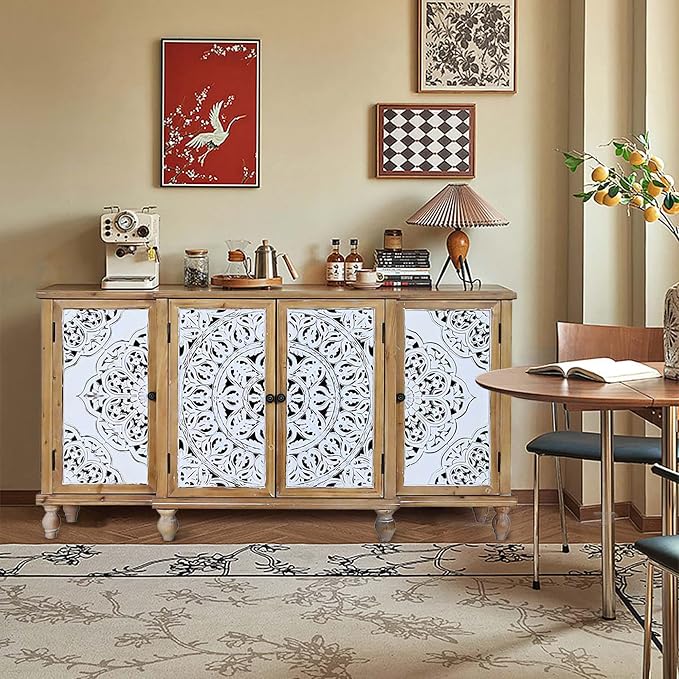 LKTART 63" Vintage Sideboard Buffet Storage Cabinets, French Country Sideboard - Image 3