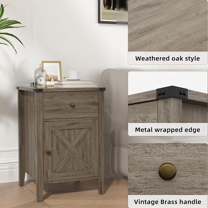 Betterhood Barnwood Rustic Farmhouse Nightstand - Image 9