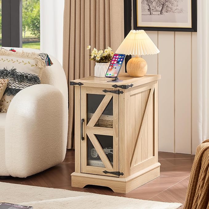 Joaxswe Narrow Night Stand for Small Spaces, Farmhouse Side End Table - Image 8