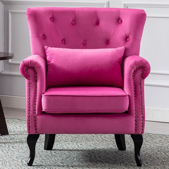 Mid Century Modern Accent Chair Upholstered Armchair Comfy Velvet Fabric Single by Janoray