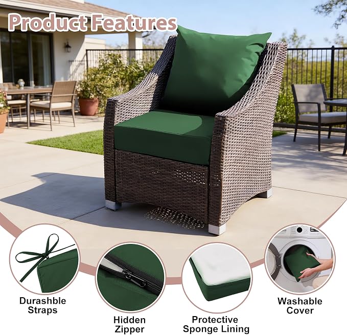 Outdoor Deep Seat Cushion Set, 24x24 Inch Water-Resistant & Fade-Resistant - Image 5