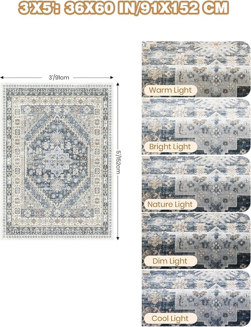 3x5 Washable Area Rug for Entryway, Kitchen Rugs Non Slip for Dining Room - Image 2