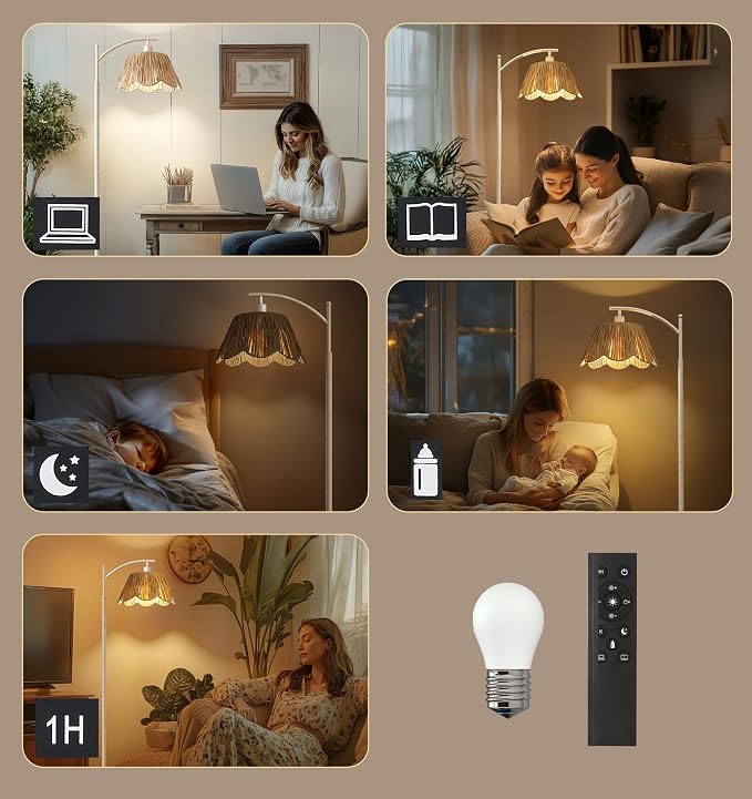 Oneach Rattan Floor Lamp for Living Room - Image 9