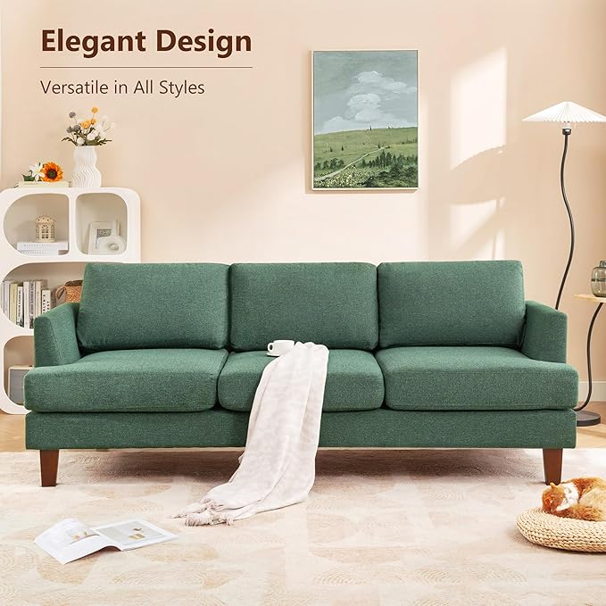 Busaurus Green 3 Seater Mid Century Modern Sofa, Comfy Furniture - Image 6