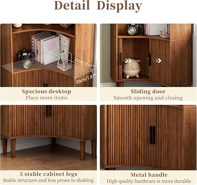 Lxsxlome Fluted Corner Cabinet, 66.928" Tall Corner Floor Cabinet - Image 5