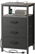 Huuger Nightstand with Charging Station, 27.6 Inch End Table Bedside Table with by Huuger