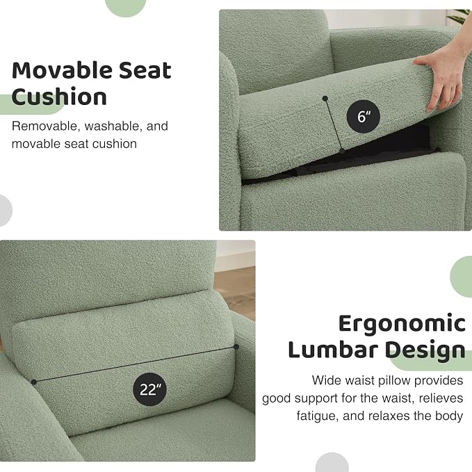 Swivel Rocker Recliner, Oversized Manual Boucle Nursery Glider Rocking Recliner - Image 7