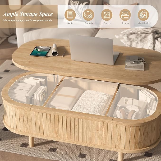 Easyego Oval Lift Top Coffee Table - Image 4