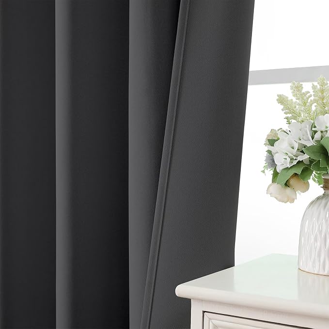 CUCRAF Dark Grey Blackout Curtains 90 inch Length 2 Panels Set, Rod Pocket Room - Image 6