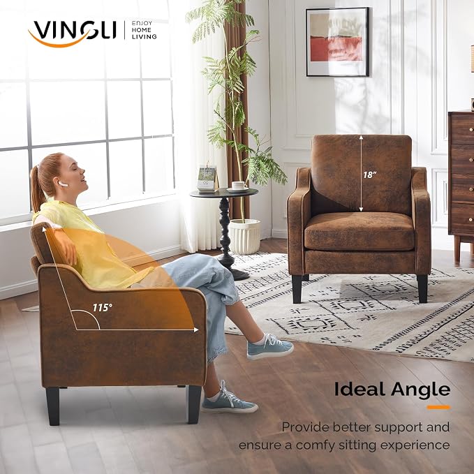 VINGLI Accent Chair for Living Room Chairs Rustic Reading Chair for Bedroom - Image 5