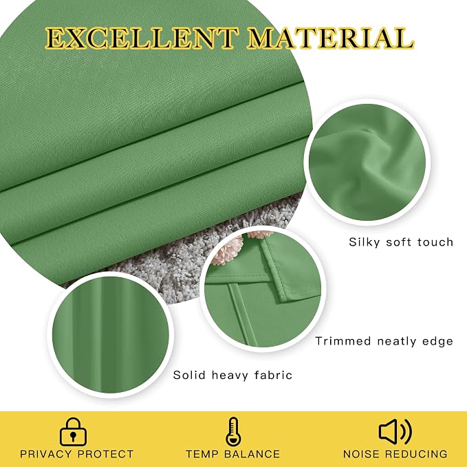 NICETOWN Forest Green Blackout Curtains Grommet - Image 4