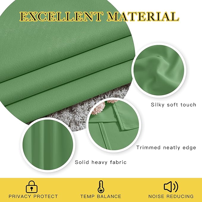 NICETOWN Forest Green Reducing Grommet Curtains - Image 4