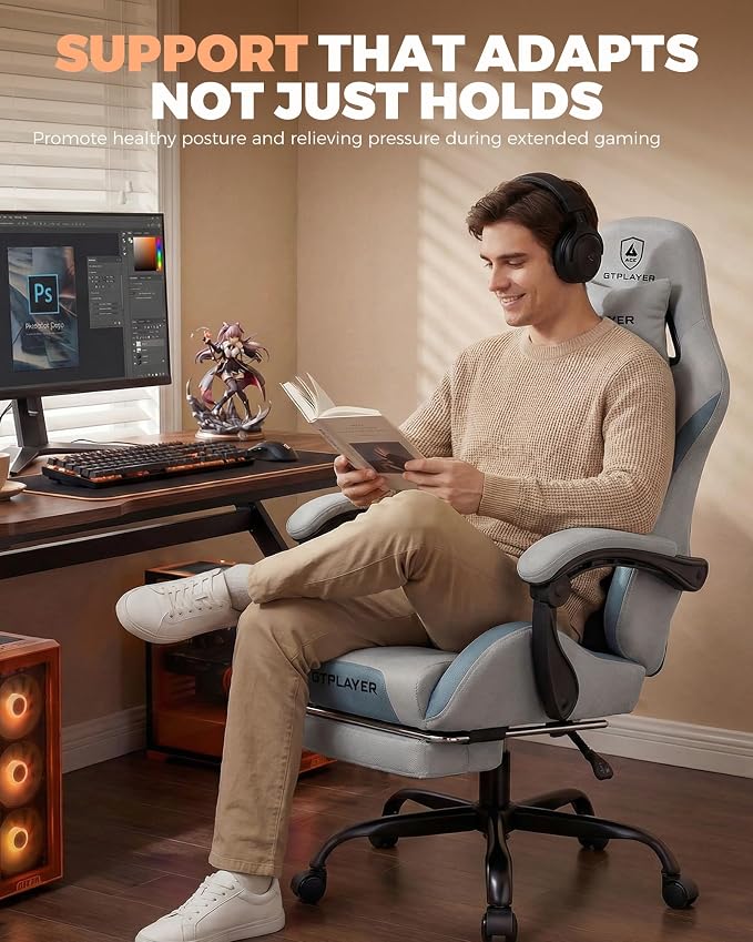 GTPLAYER Gaming Chair with Foot Rest & Pocket Spring Cushion, Ergonomic High - Image 7