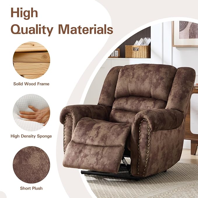 CANMOV Manual Recliner Chair, Classic and Traditional Fabric Recliner Chair - Image 5