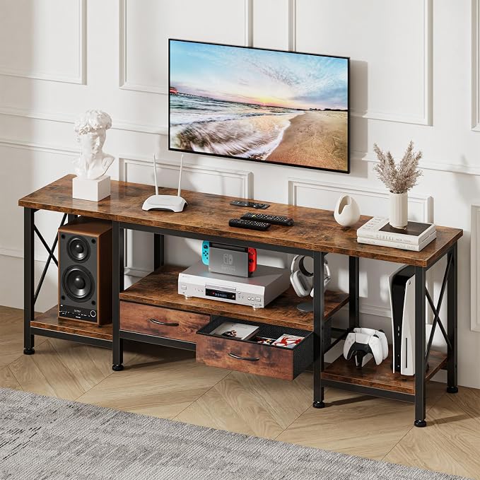 DUMOS 63” TV Stand with Power Outlets, Entertainment Center - Image 2