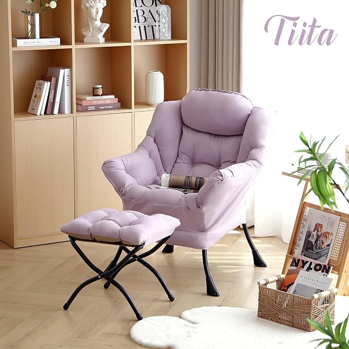 Tiita Lazy Chair with Ottoman, Comfy Leisure Sofa Armchair with Ottoman - Image 8