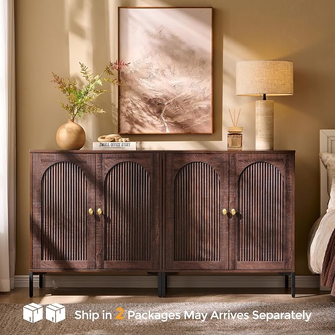 IFBUY Modern Sideboard Buffet Cabinet, 61.75" W Fluted Arched Buffet Cabinet - Image 8