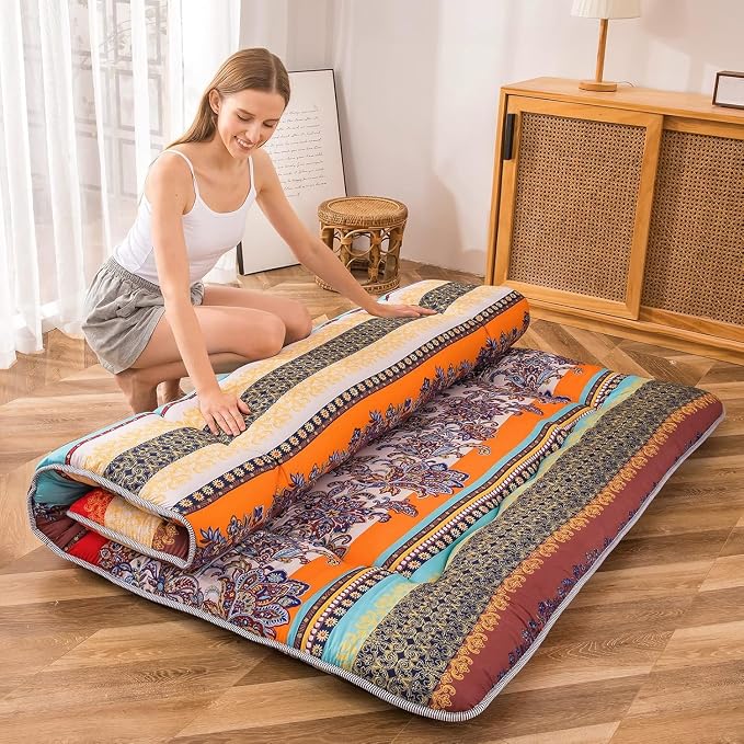MAXYOYO Bohemian Retro Floor Mattress Vintage Floral Japanese Futon Mattress - Image 3